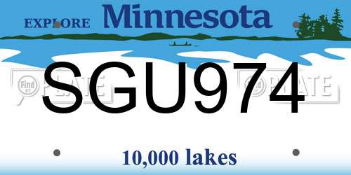 SGU974 Minnesota License Plate