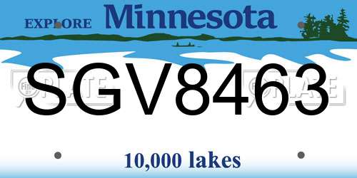 SGV8463 Minnesota License Plate
