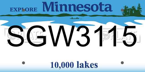 SGW3115 Minnesota License Plate