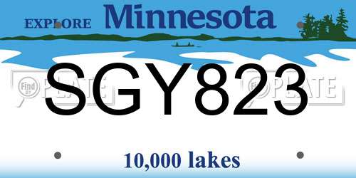 SGY823 Minnesota License Plate