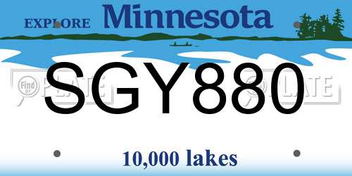 SGY880 Minnesota License Plate