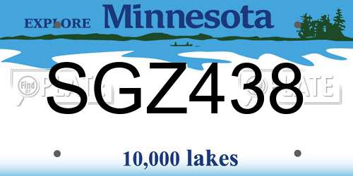 SGZ438 Minnesota License Plate