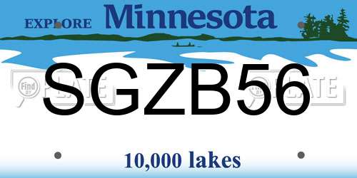 SGZB56 Minnesota License Plate