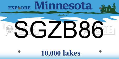SGZB86 Minnesota License Plate