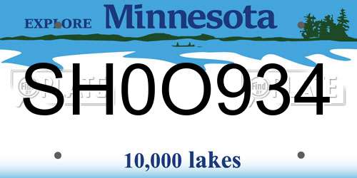 SH0O934 Minnesota License Plate
