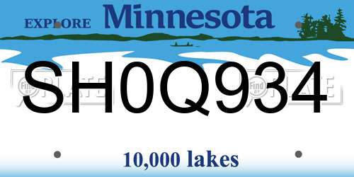 SH0Q934 Minnesota License Plate