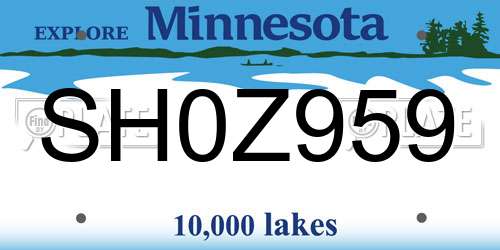 SH0Z959 Minnesota License Plate