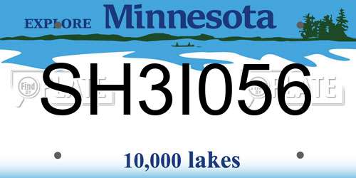 SH3I056 Minnesota License Plate
