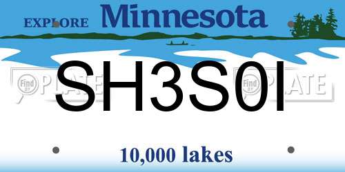 SH3S0I Minnesota License Plate