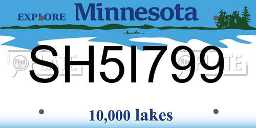 SH5I799 Minnesota License Plate
