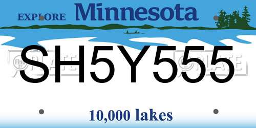 SH5Y555 Minnesota License Plate