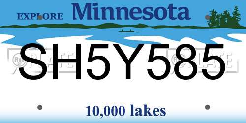 SH5Y585 Minnesota License Plate