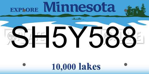 SH5Y588 Minnesota License Plate