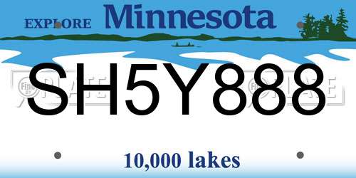 SH5Y888 Minnesota License Plate