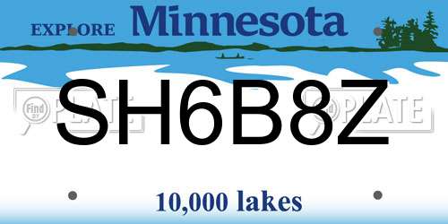 SH6B8Z Minnesota License Plate
