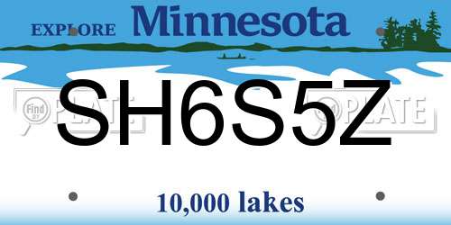 SH6S5Z Minnesota License Plate