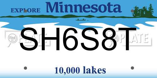 SH6S8T Minnesota License Plate