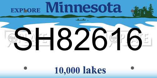 SH82616 Minnesota License Plate