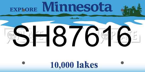SH87616 Minnesota License Plate