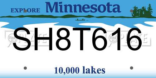 SH8T616 Minnesota License Plate