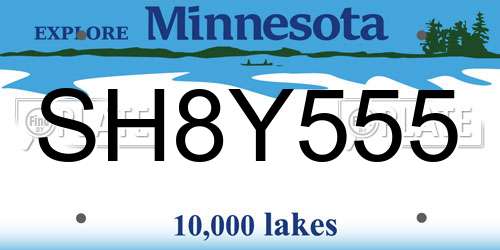 SH8Y555 Minnesota License Plate