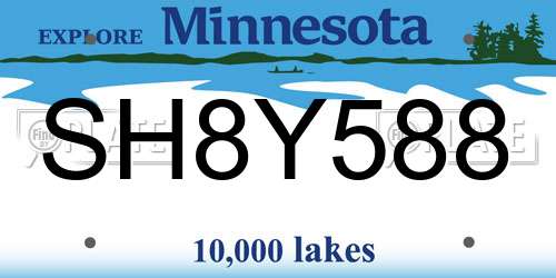 SH8Y588 Minnesota License Plate