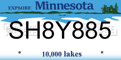SH8Y885 Minnesota License Plate