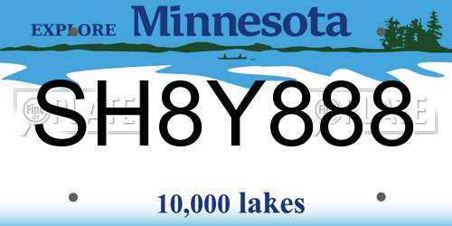 SH8Y888 Minnesota License Plate