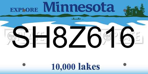 SH8Z616 Minnesota License Plate