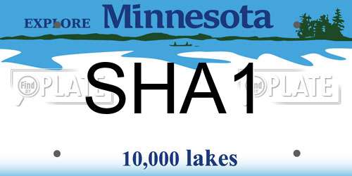 SHA1 Minnesota License Plate