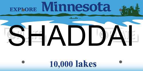 SHADDAI Minnesota License Plate
