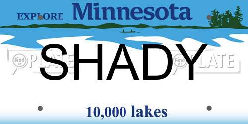 SHADY Minnesota License Plate