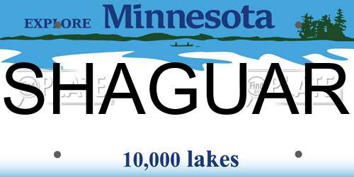 SHAGUAR Minnesota License Plate