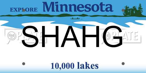SHAHG Minnesota License Plate