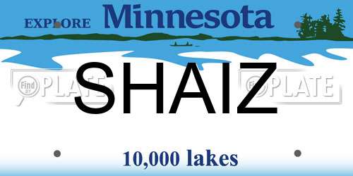 SHAIZ Minnesota License Plate