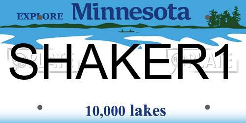 SHAKER1 Minnesota License Plate