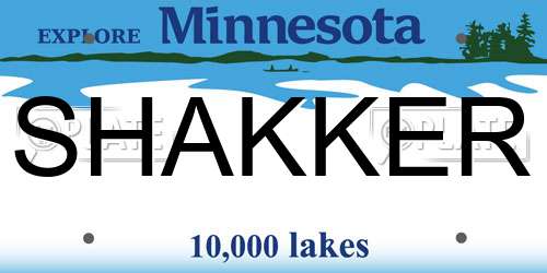 SHAKKER Minnesota License Plate