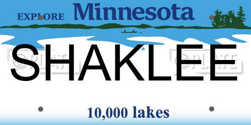 SHAKLEE Minnesota License Plate