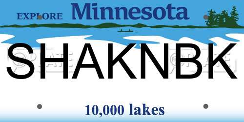 SHAKNBK Minnesota License Plate