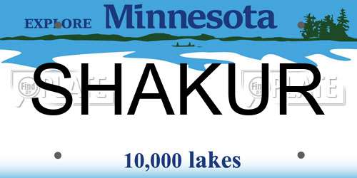 SHAKUR Minnesota License Plate