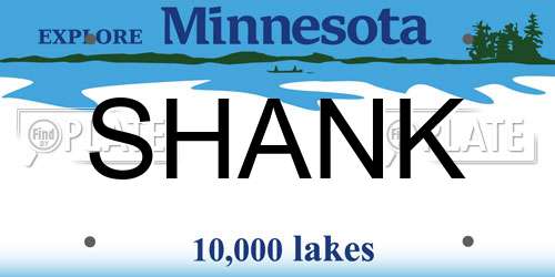 SHANK Minnesota License Plate