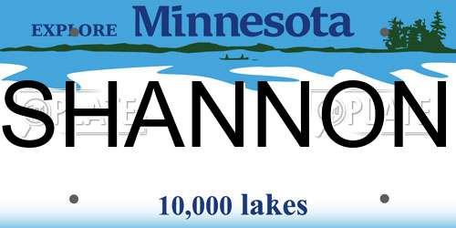 SHANNON Minnesota License Plate