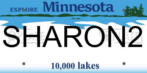 SHARON2 Minnesota License Plate