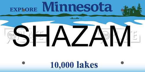 SHAZAM Minnesota License Plate