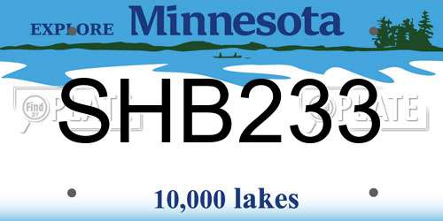 SHB233 Minnesota License Plate