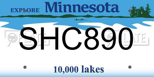 SHC890 Minnesota License Plate