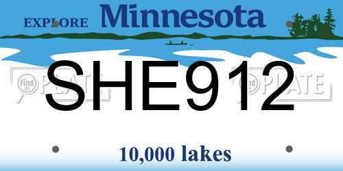SHE912 Minnesota License Plate