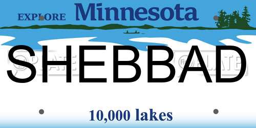 SHEBBAD Minnesota License Plate