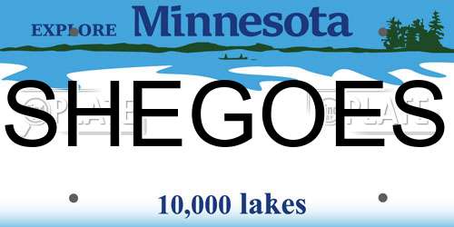 SHEGOES Minnesota License Plate