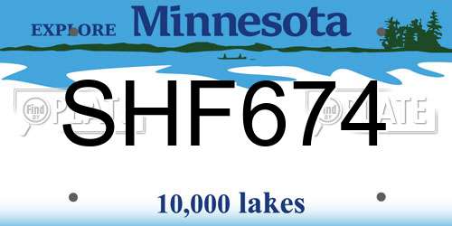 SHF674 Minnesota License Plate
